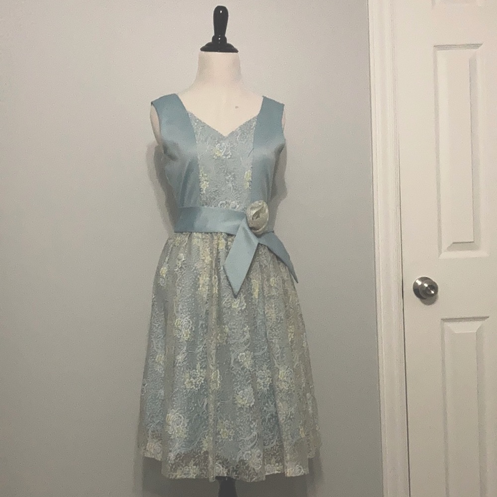 Vintage ReFashioned Pale Blue and Floral dress